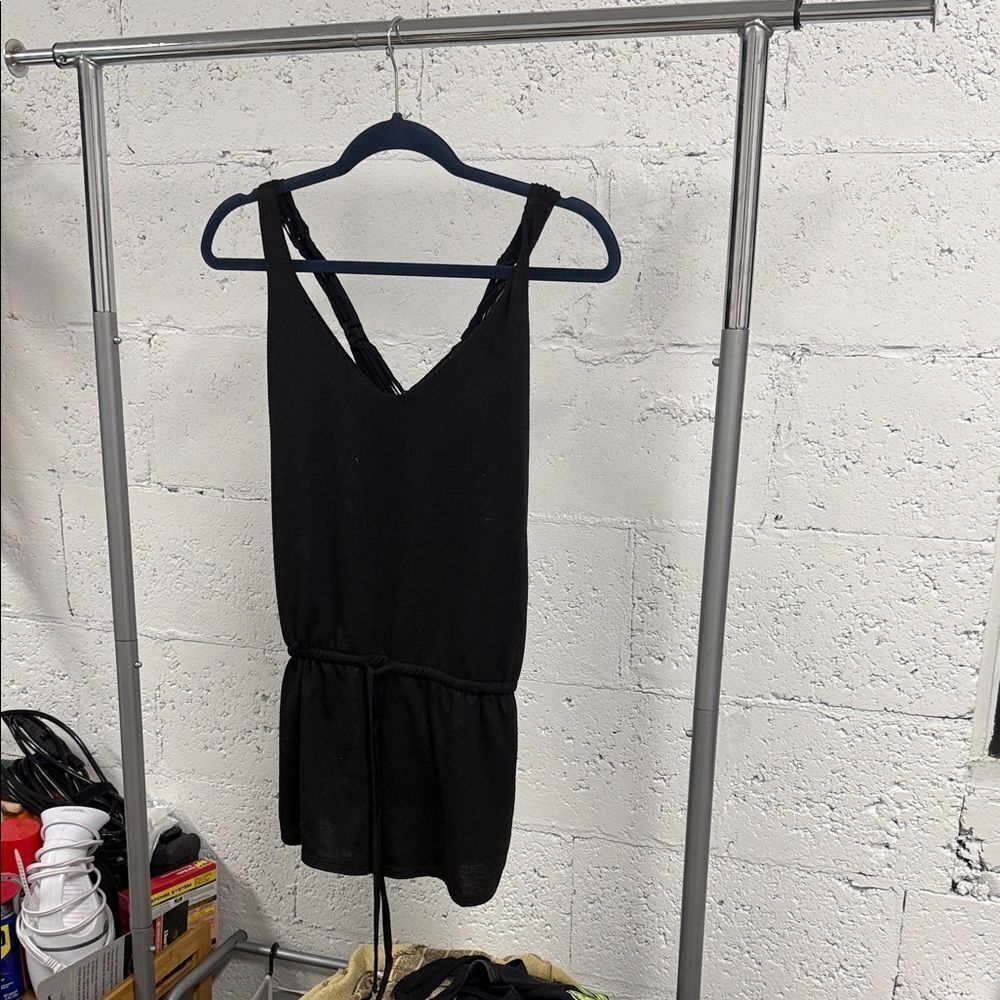 Black Cotton Knitted Racerback Romper Cover Up - Size Small LIKE NEW